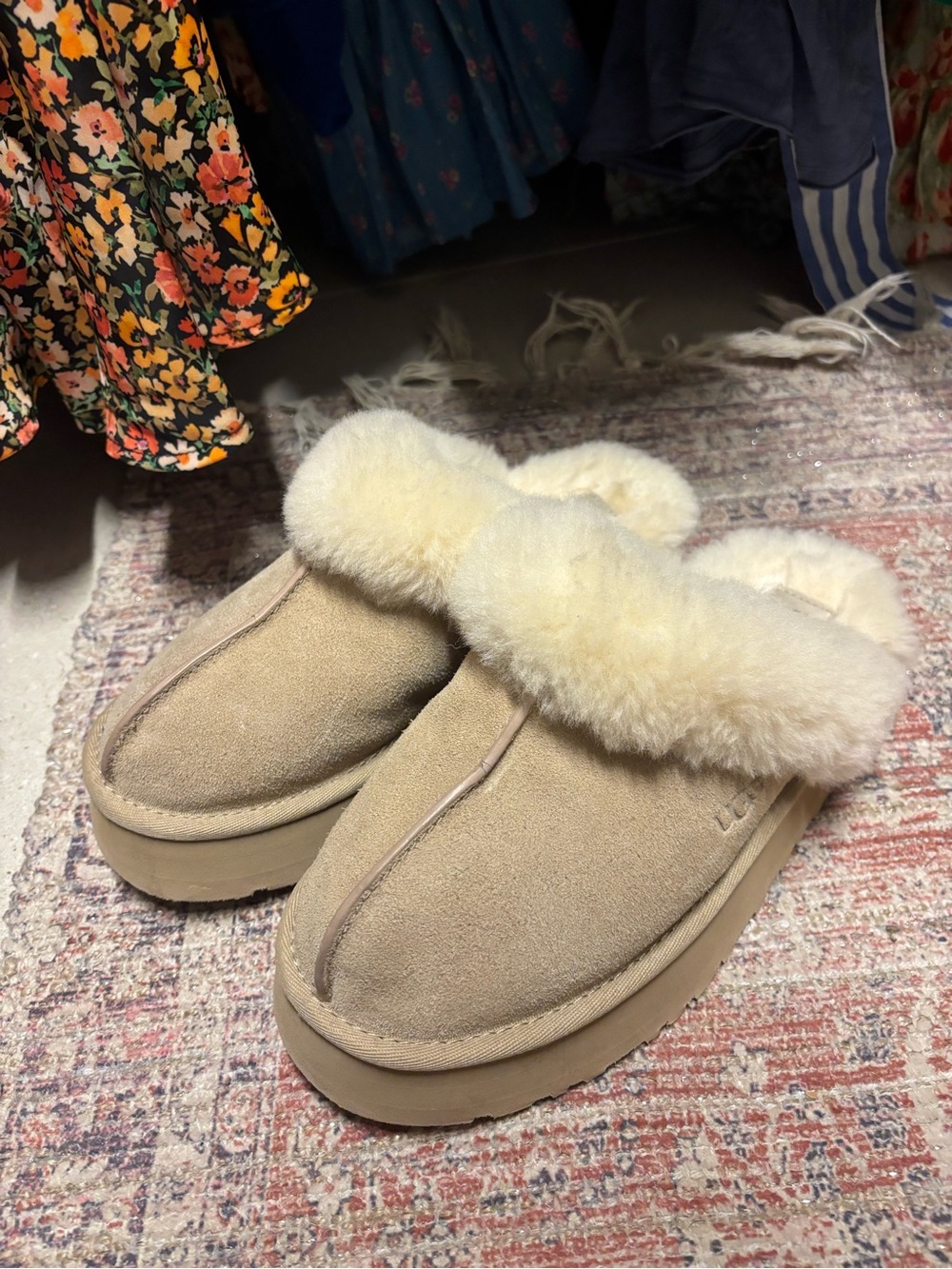 UGG Chestnut Shearling-Lined Mule Slippers